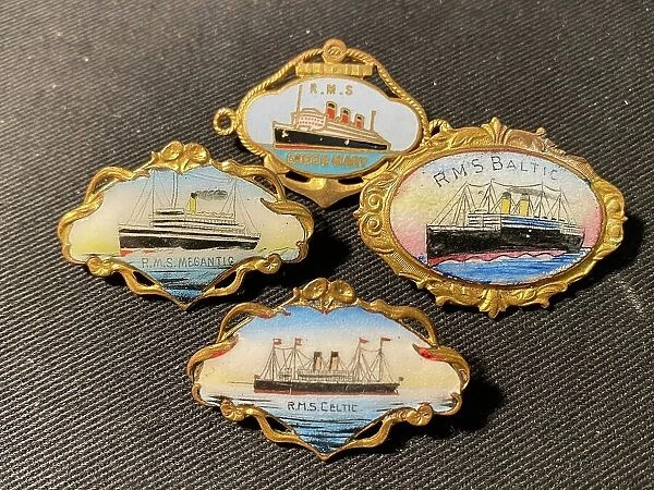 White Star Line and Cunard - souvenir brooches