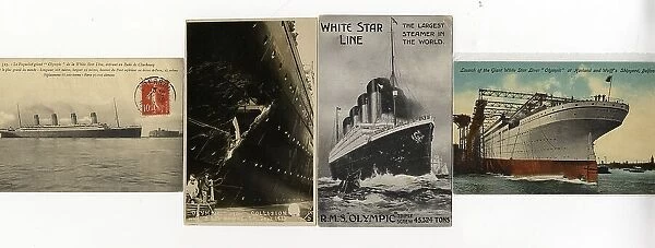 White Star Line, RMS Olympic - four postcards