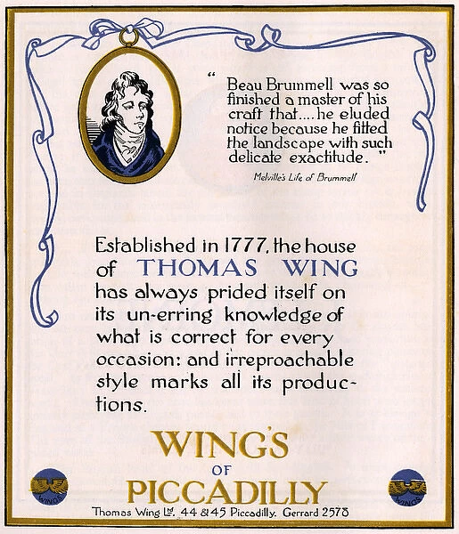 Wings of Piccadilly advertisement