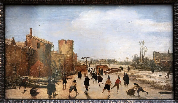 Winter games on the town moat, 1618, by Esaias van de Velde