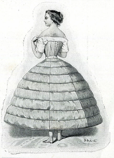 Woman in a crinoline underskirt