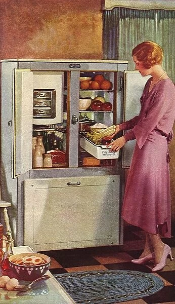 Woman and Open Fridge Date: 1930