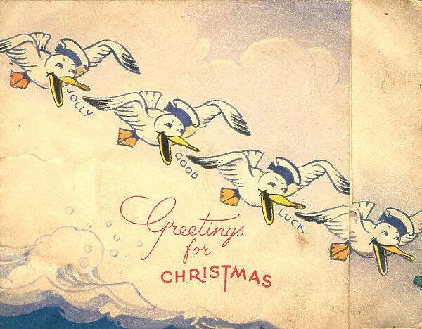 WW2 Christmas Card, Royal Navy Seagulls