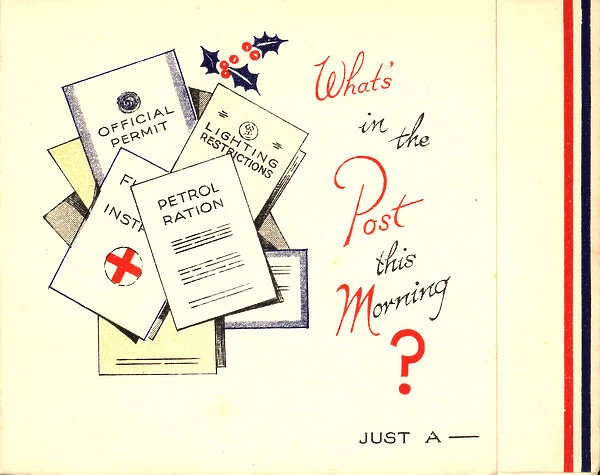WW2 Christmas card, wartime restrictions