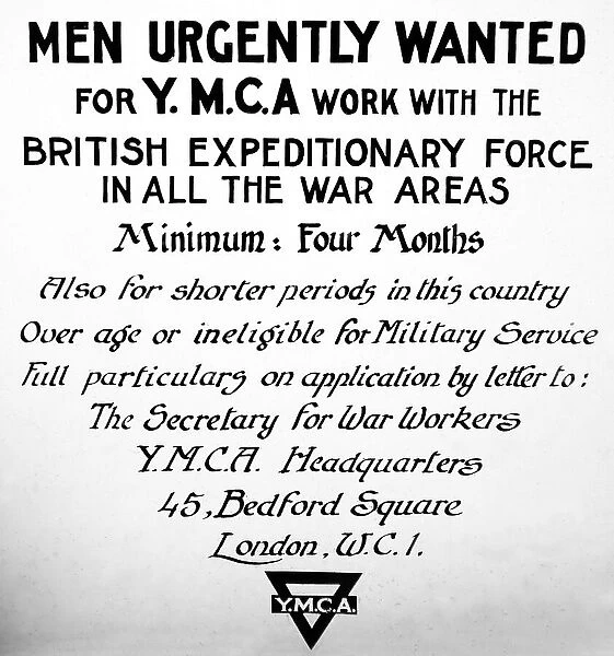 YMCA Men wanted appeal during WW1