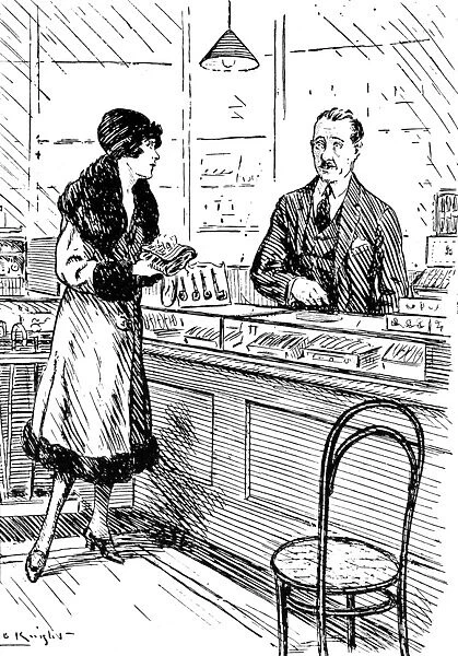 A young wife visiting a cigar shop