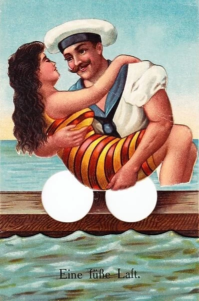 Young woman and sailor on a German postcard