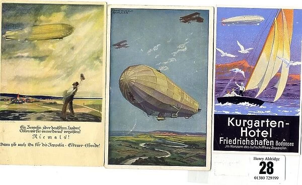 Zeppelin airship - three postcards