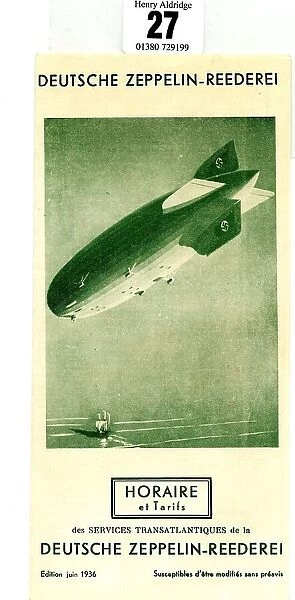 Zeppelin airship, timetable and rate chart