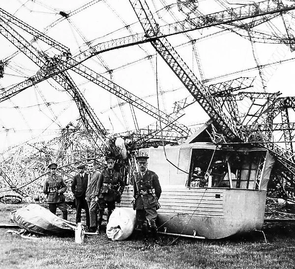 A Zeppelin brought down on the south coast of England - WW1