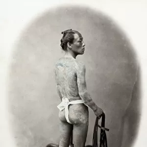 1860s Japan - portrait of a tattooed groom Felice or Felix Beato (1832 - 29 January 1909