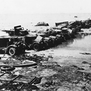 Abandoned vehicles at Dunkirk WWII