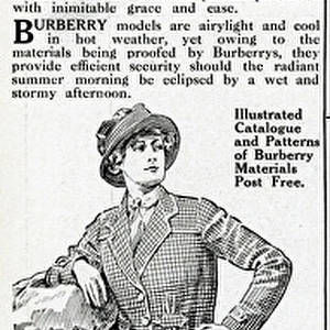 Advertisement for Burberry weatherproof clothes