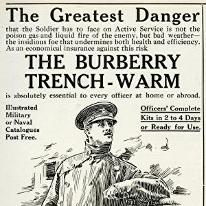 Advert for Burberrys weather proof trench coats 1916