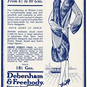 Advert for Debenham & Freebody womens winter coats 1927