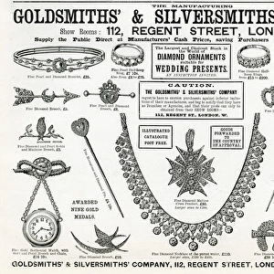 Advert for Goldsmiths & Silversmiths jewellery 1893