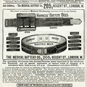 Advert for Harness Electric Battery Belt 1884