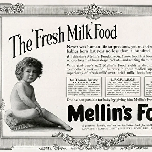 Advert Mellins fresh milk for babies