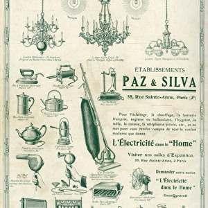Advert for Paz & Silva electrical household items 1913