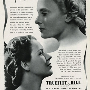 Advert for Truefitt & Hill - hair stylists & products 1937
