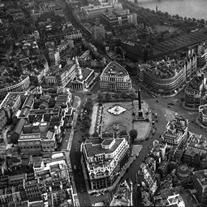 An aerial view of Trafalgar Square, London