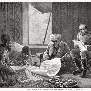 Afghan War: writing out the treaty of peace, 1879