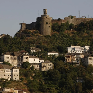 Albania. Gjirokaster. Castle, clock tower and tower houses