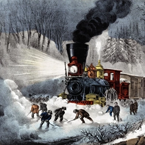 American Railroad Scene. Snow Bound