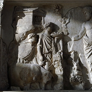 Ara Pacis Augustae. Aeneas sacrificing to the Penates. Relie