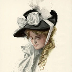 Attractive woman wearing bonnet 1906