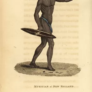 Australian aboriginal with a shield used as