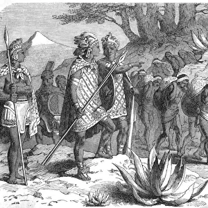 Aztec Warriors directing a caravan of porters