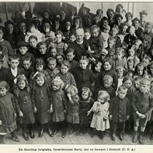 Belgian war orphans with Father Syoens WWI