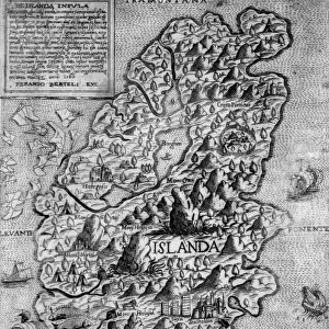 BERTELLI, Fernando (16th century). Map of Iceland