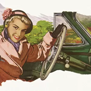 Blonde in Drivers Seat Date: 1950