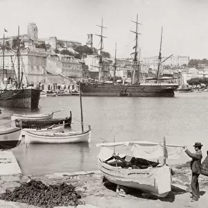 Boats in the harbour, Cannes, France, c. 1890 s
