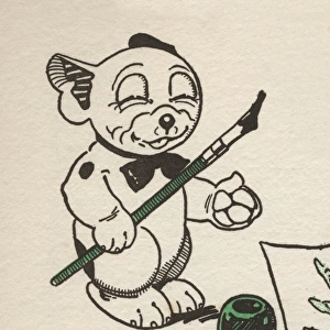 Bonzo the cartoon dog holding an ink pen