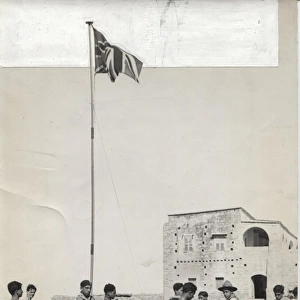 Boy scouts with flag, Cyprus