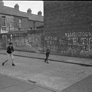 Boys playing hurling, Belfast, Northern Ireland
