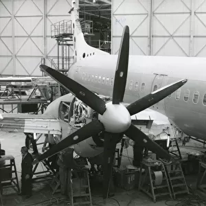 British Aerospace ATP is towed into Final Assembly hangar