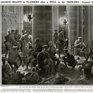 British troops in church billets in Flanders, WW1