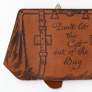 Brown leather bag on a greetings card