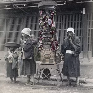 Buddhist pilgrims with portable altar, Japan, c. 1880 s