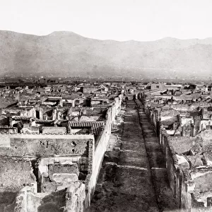 c. 1880s Italy Naples street at ruins of Pompeii