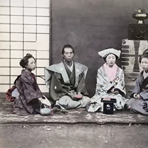 c. 1880s Japan - bride and groom, Japanese marriage