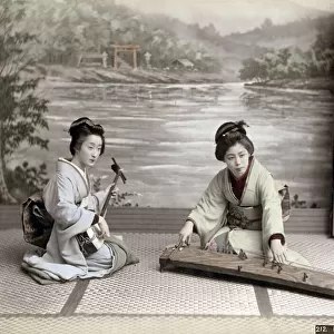 c. 1880s Japan - geishas playing musical instruments