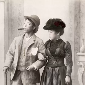 c. 1880s Japan - Japanese couple in western clothes