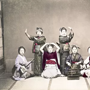 c. 1880s Japan - musicians and dancers