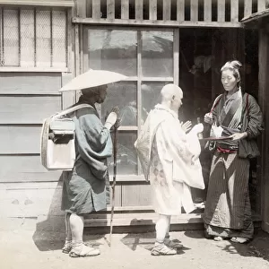 c. 1880s Japan - pilgrims begging for alms