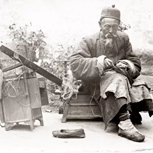 c. 1890 China - Chinese street vendor - cobbler